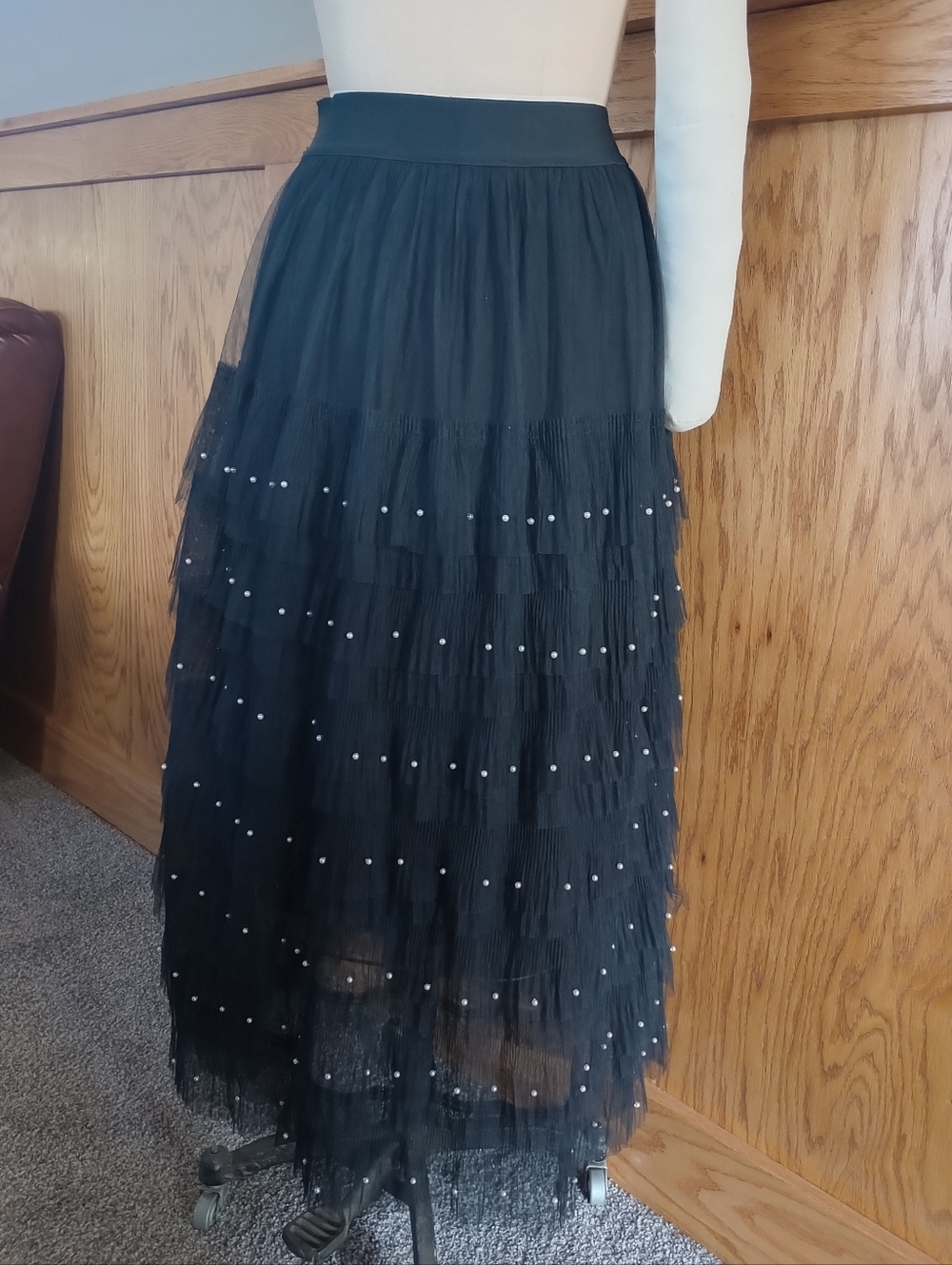 Blueb. Collection Pearl Tiered Tulle Maxi Skirt Size M